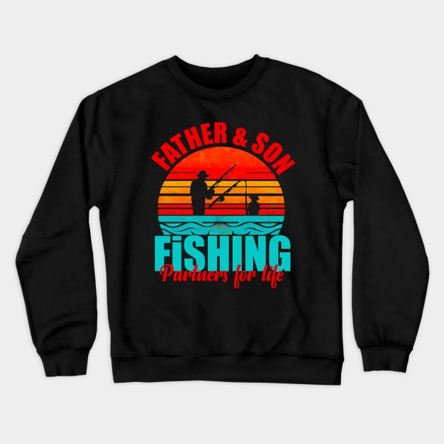Grandpa and Granddaughter Fishing Partners For Life Fishing Crewneck Sweatshirt by click2print
